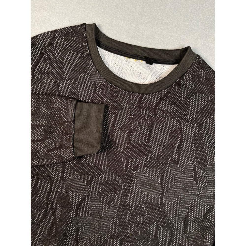 VTG Cooji Style 3D Geo Crewneck Sweatshirt Large Dark Gray Vicose Casual Soft‎